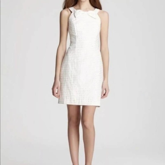Lilly Pulitzer Dresses & Skirts - Lilly Pulitzer Henley Striped Bow Bridal White Metallic Gold Dress